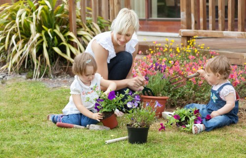 Community gardener preparing separated green waste in Thornton Heath